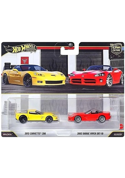 Hot Wheels Premium Car Culture Chevrolet Corvette Z06 Ve Dodge Viper Srt-10 2'li Set 1:64 Kırmızı - Sarı