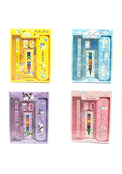Sanrio Kuromi Cinnamoroll Pom Pom Purin Kırtasiye Seti 7 Parça Pom Pom Purin Kırtasiye Seti Sarı