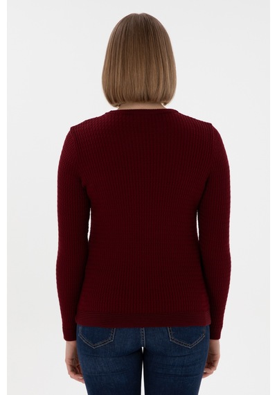 U.S. Polo Assn. Kadın Bordo Bisiklet Yaka Basic Kazak 50312922-VR014
