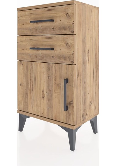 Arges Komodin 2 Raflı Tek Kapaklı 44x30x80 Çam-çam Atlas Çam