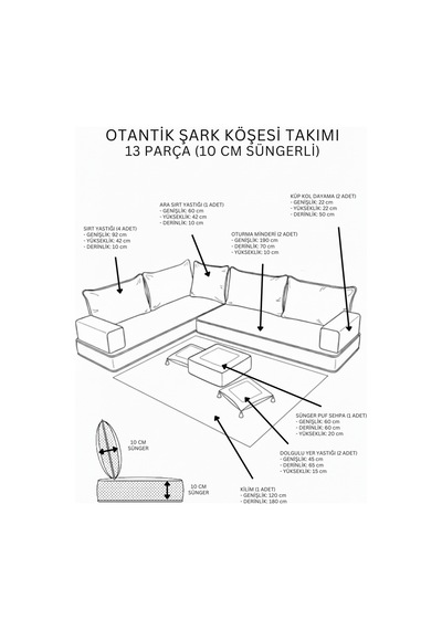 Otantik Şark Köşesi Takımı Turkuaz Anadolu 14 Parça Kilim Ve Puf Dahil Süngerli Sedir Seti Otantik Şark Köşesi Takımı Turkuaz Anadolu 14 Parça Kilim Ve Puf Dahil Süngerli Sedir Seti