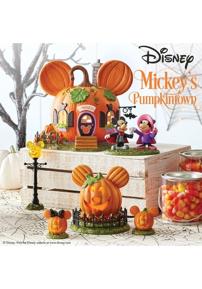 Department 56 Disney Village Cadılar Bayramı Aksesuarları Pumpkintown Mickey Mouse Town Center Işıklı Heykelcik, 1 Diğer