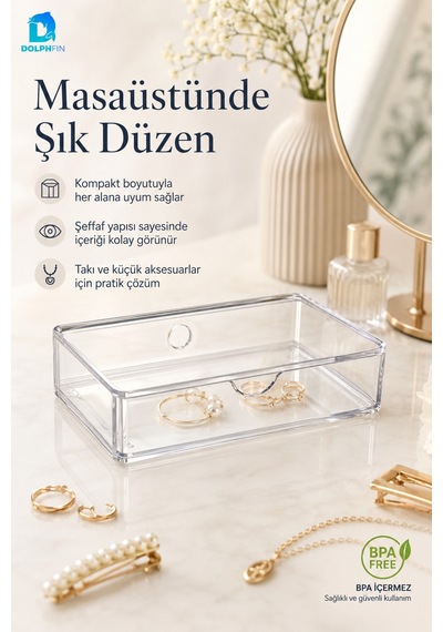 Küçük Çekmece Modülü Şeffaf Kozmetik Organizer Makyaj Takı Ruj Oje Pamuk Düzenleyici