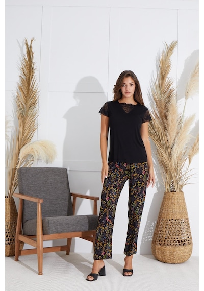 Sevim Kadın Kısa Kol Siyah Pijama Takım C7t8n551 001