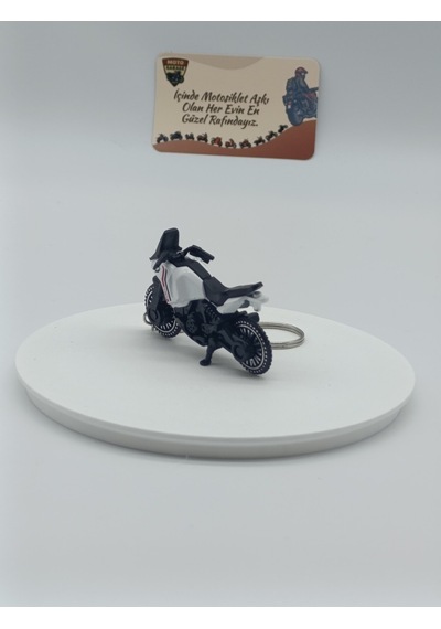 Adventure Motosiklet Metal Anahtarlık Beyaz - Diecast Macera Motoru Figürü