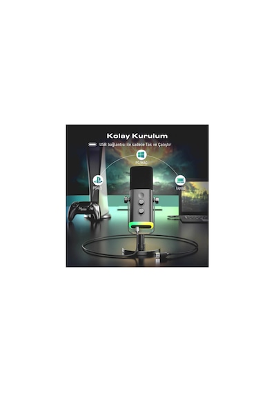 Fifine Am8 Xlr Usb Rgb Dinamik Bilgisayar Oyuncu Yayıncı Mikrofon