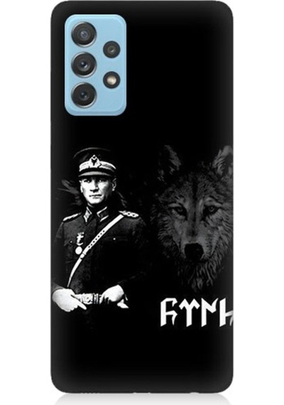 Samsung Galaxy A52 Uyumlu Mustafa Kemal Atatürk Ve Kurt Desenli Silikon Kılıf