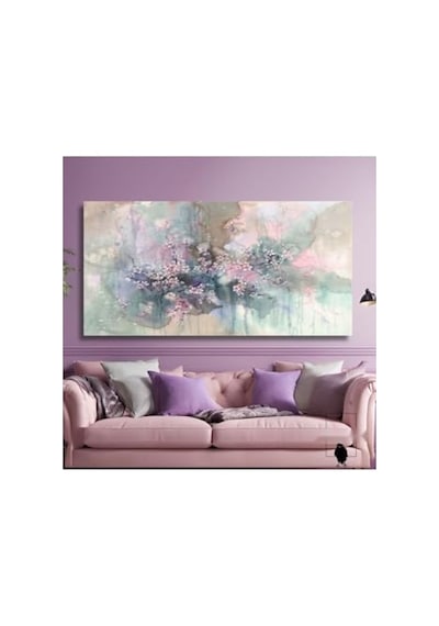 Lila Tonlarında Panoramik Kanvas Duvar Tablosu 140 X 70 Cm