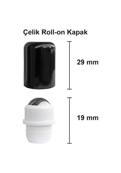 Çelik Roll On Şişesi 50 ML Sızdırmaz Siyah Kapaklı Şeffaf Cam Şişe 2 Adet