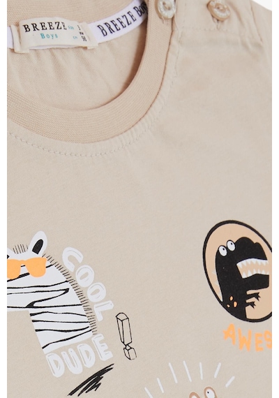 Breeze Girls & Boys Erkek Bebek Tişört Havalı Mükemmel Dostlar Temalı 9 Ay-3 Yaş, Bej-bej Bej
