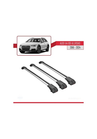 Audi A4 B9 Allroad 2016 Ve Sonrası İle Uyumlu Ace-1 Ara Atkı Tavan Barı Gri 3 Adet Bar