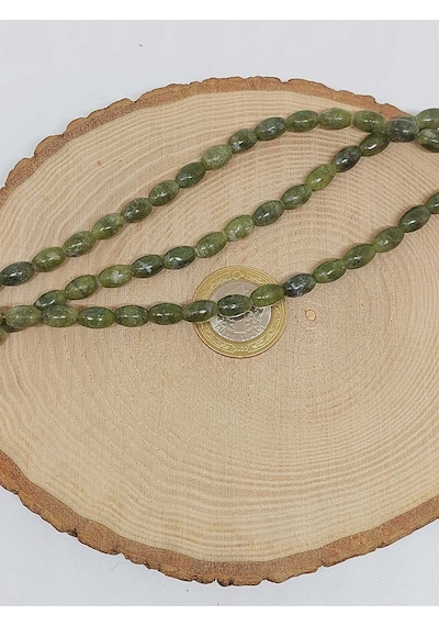 Bileklik Boy Yeşim Taşı Arpa Kesim Yarım Dizi 6 8.5mm 49966 18cm Uzunluğundadır Çok Renkli