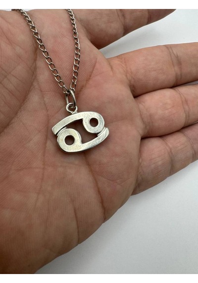 Yengeç Burcu Sembol Kolye 60 Cm Zincirli, Zamak Kaplama Unisex Astrolojik Tasarım Çok renkli