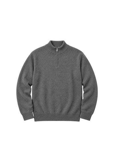 Battalmoda Erkek Büyük Beden Füme Hattush Fermuarlı Dik Yaka Triko Kazak 3xl-4xl-5xl-6xl