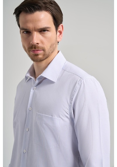 İmza Uzun Kol Çizgili Desen Bez Ayağı Sert Yaka Cepli Pamuklu Classic Comfort Fit Gömlek 1004250172 Mavi İmza Uzun Kol Çizgili Desen Bez Ayağı Sert Yaka Cepli Pamuklu Classic Comfort Fit Gömlek 1004250172 Mavi