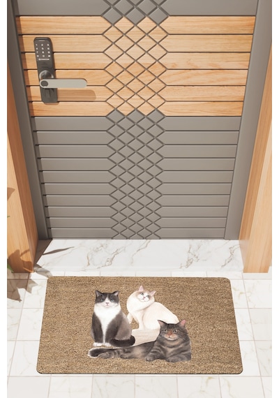 Rugmood Modern Dijtal Baskı Güzel Kediler Kapı Önü Paspası Çok Renkli