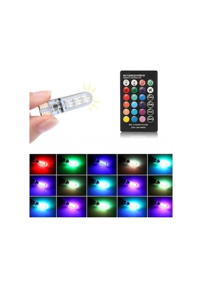 Kumandalı Rgb T10 Park Ledi Far Ledi Renkli Park Ampulü