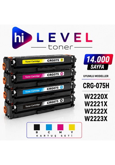 Ht-crg075h-set Hilevel Toner,canon Mf663 14k Sayfa 4 Renk Cmyk Chipli Muadil Toner