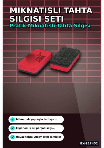 Renkli Eva Sünger Tutacaklı 40 Adet Mıknatıslı Tahta Silgisi - Sınıf Kullanımına Uygun Bx-313452 Çok Renkli