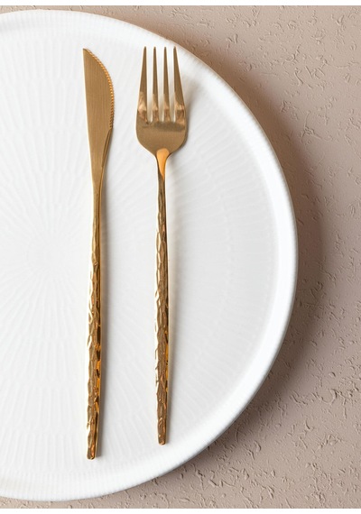 The Mia Shiny Çatal Kaşık Bıçak Takımı Mat Gold 36 Parça Gold