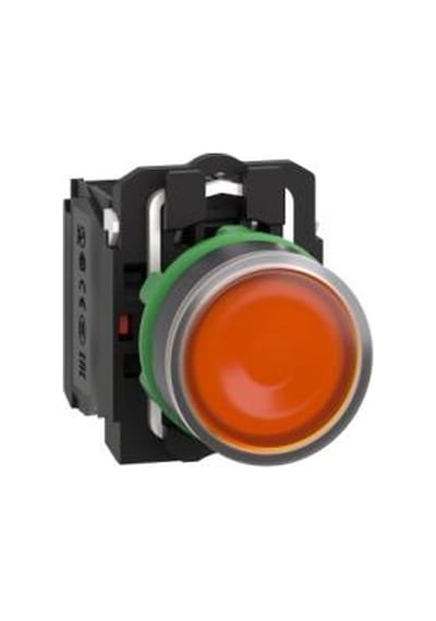 Schneider Electric XB5AW35M5 Ø22 Yaylı Dönüş 1NA+1NK 220-240V Sıva Altı Eksiksiz Işıklı Buton Turuncu
