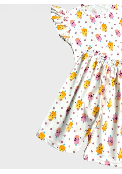 Aliş Kids Kız Çocuk Pamuklu Beyaz Çiçek Desenli Kolları Fırfırlı Kısa Kollu Şortlu Yazlık Pijama Takımı Beyaz Sarı Aliş Kids Kız Çocuk Pamuklu Beyaz Çiçek Desenli Kolları Fırfırlı Kısa Kollu Şortlu Yazlık Pijama Takımı Beyaz Sarı
