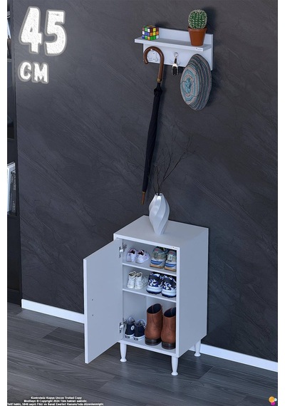 Aura Portmanto Vestiyer Ayakkabılık 2 Raf 3 Bölme 3 Kancalı Askılı Dar Alan Çok Amaçlı Dolap 45 Cm Aura Portmanto Vestiyer Ayakkabılık 2 Raf 3 Bölme 3 Kancalı Askılı Dar Alan Çok Amaçlı Dolap 45 Cm