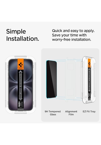 Apple iPhone 16 / 15 İle Uyumlu Kolay Kurulum Cam Ekran Koruyucu Glas.tr Ez Fit Privacy Hd 2 Adet Hayalet - Agl06905 Tr