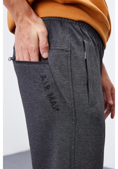 Tommy Life Antrasit Melanj Fermuar Cepli Dar Kalıp Jogger Erkek Eşofman Alt - 84343 Antrasit - Melanj