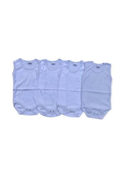 Salar Ticaret Salarticaret Bebek Basic Ribana Bisiklet Yaka 4Lü Atlet Body -Beyaz
