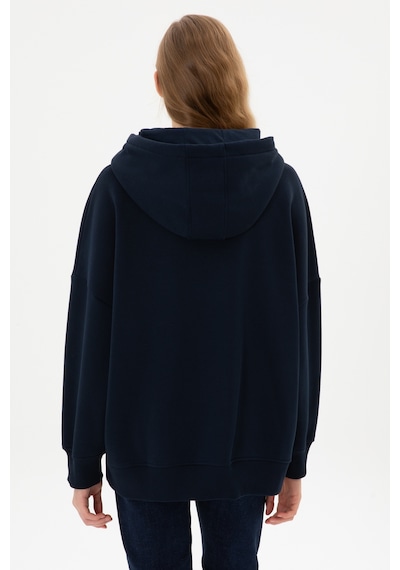 U.S. Polo Assn. Kadın Lacivert Şardonlu Kapüşonlu Sweatshırt 50313567-VR033