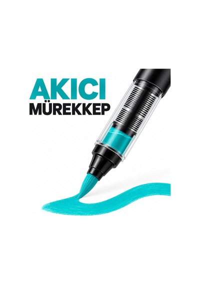 Akrilik Brush Marker Kalem Seti, Esnek Fırça Uçlu 48 Renk