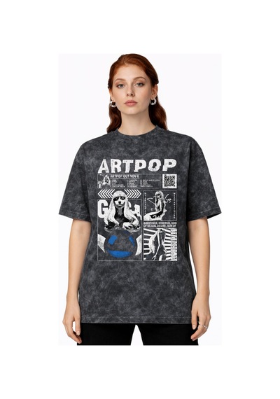 Sevbano Tasarım Artpop Lady Gaga Şarkıcı Baskılı Unisex Oversize Vintage Siyah Sevbano Tasarım Artpop Lady Gaga Şarkıcı Baskılı Unisex Oversize Vintage Siyah