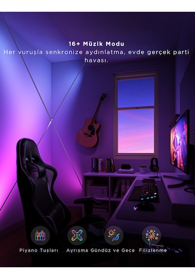 Govee Rgbıcww Skyline Duvarlar Arası Kesilebilir Led Şerit - 4 Metre - H61b83h1 RGB