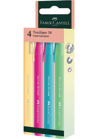 Faber-castell Fosforlu Kalem 38 Pastel 4x 2022 Çok Renkli