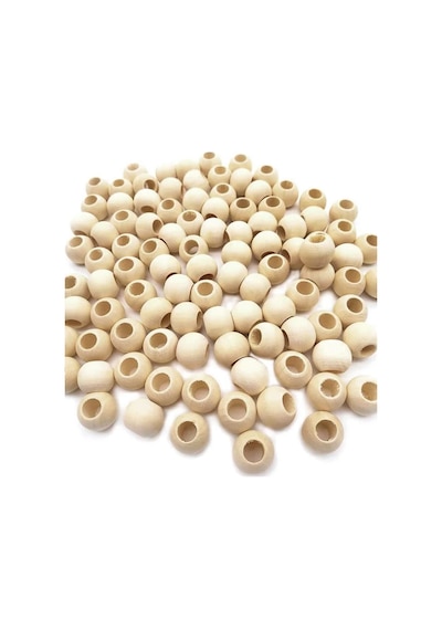 100 Gr 100 Adet Ahşap Boncuk 15 Mm Çap X 10 Mm Delik Doğal Yuvarlak Ahşap Makrome El İşi Çanta