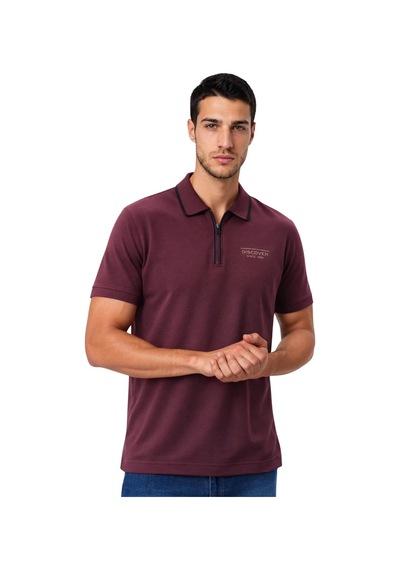 Arma Ar-ma Erkek Polo Yaka Tişört Baskisiz Basic Yaka Fermuarli Örme Kumaş Regular Fit %100 Pamuk 30/1 Çift Toplama Penye Pike Y31374356602 Bordo-b1