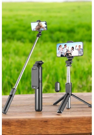 Tripod Kablosuz Bluetooth Bağlantılı 360 Derece Dönebilen Selfie Çubuğu Mh-hs1309-5552