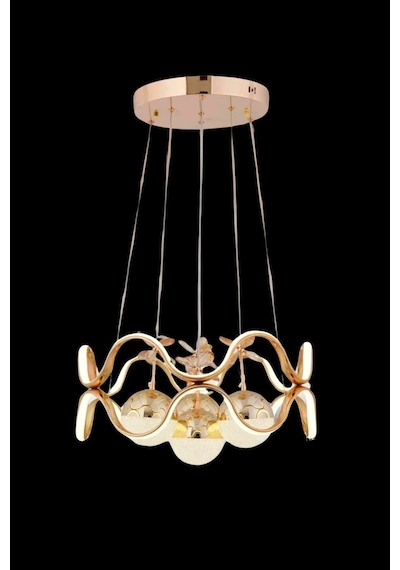 Ey-El Tasarım Modern 4 Lü Ledli Gold 3 Renk Sarkıt Avize Gold