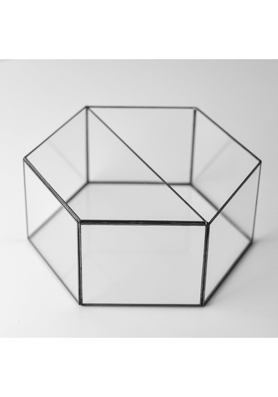 22x20x10cm Siyah Geometrik Teraryum Cam Fanus Takı Aksesuar Çikolata Kutusu Diğer