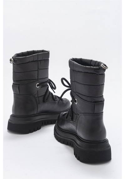 Luvishoes Weld Siyah Cilt Kadın Kar Botu Siyah