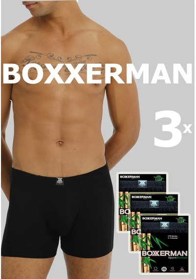 Tatkan - 3'lü - Erkek Bambu Sport Boxershort Siyah-siyah-siyah