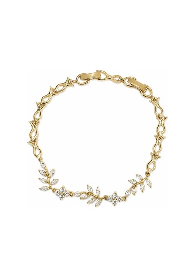 Cm Jewelry Zirkon Taşlı Çiçek Bileklik Gold Zarif Kadın Bileklik Altın