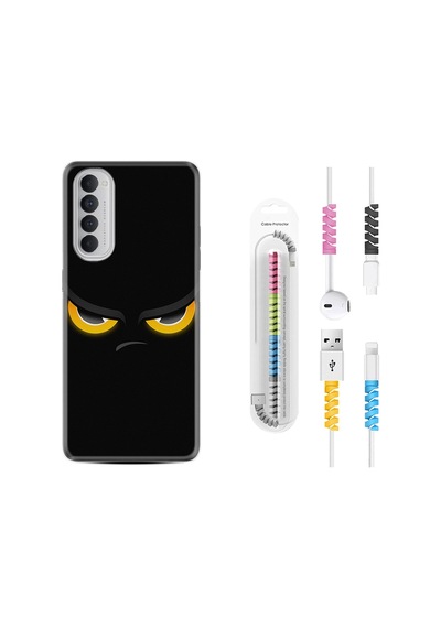 Oppo Reno 4 Pro Kılıf Kablo Koruyuculu Black Eyes 1644