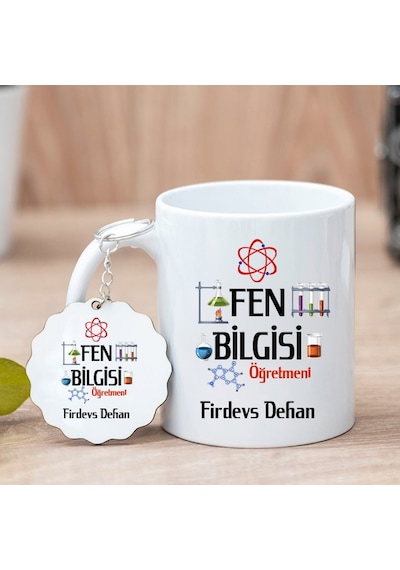 Fen Bilgisi Öğretmeni Kupa Bardak Ve Anahtarlık