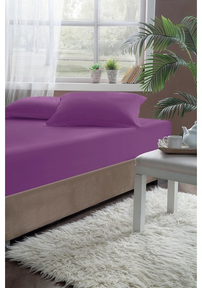 Pierre Cardin Pamuk Saten Lastikli Çarşaf 120x200 Mürdüm