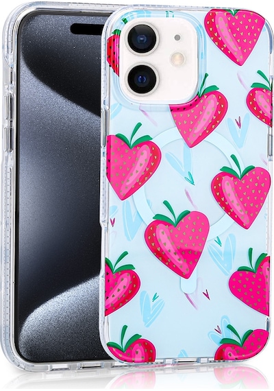 Apple Uyumlu iPhone 12 Kılıf M-safe Şarj Özellikli Zore Stilo Kapak Pembe-Mavi