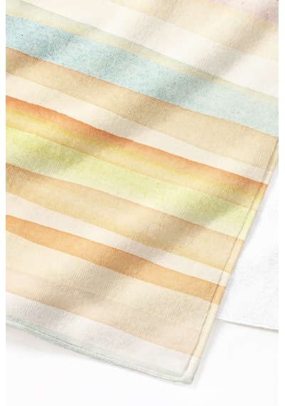 Çizgili Pastel Renkli Plaj Havlusu - Minimalist Sarı Mavi Çizgiler Hızlı Kuruyan Mikrofiber Havlu Serin Kumul