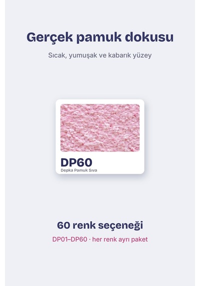 Depka Pamuk Sıva Dp60 2 Kg 7-8 M² İpek Sıva Alternatifi Isı Ve Ses Yalıtımlı Dekoratif Sıva