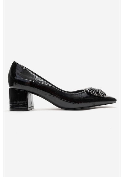 Luvishoes Velora Siyah Baskılı Tokalı Kadın Kalın Topuklu Ayakkabı Siyah Luvishoes Velora Siyah Baskılı Tokalı Kadın Kalın Topuklu Ayakkabı Siyah
